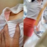 おっぱい痴漢008　電車痴漢　動揺し寝たふりするＥカップOL