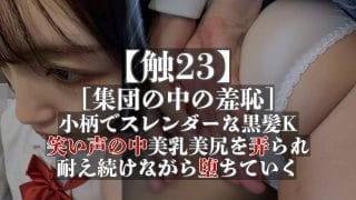 【触23】[集団の中の羞恥]小柄でスレンダーな黒髪K、笑い声の中美乳美尻を弄られ、 耐え続けながら堕ちていく